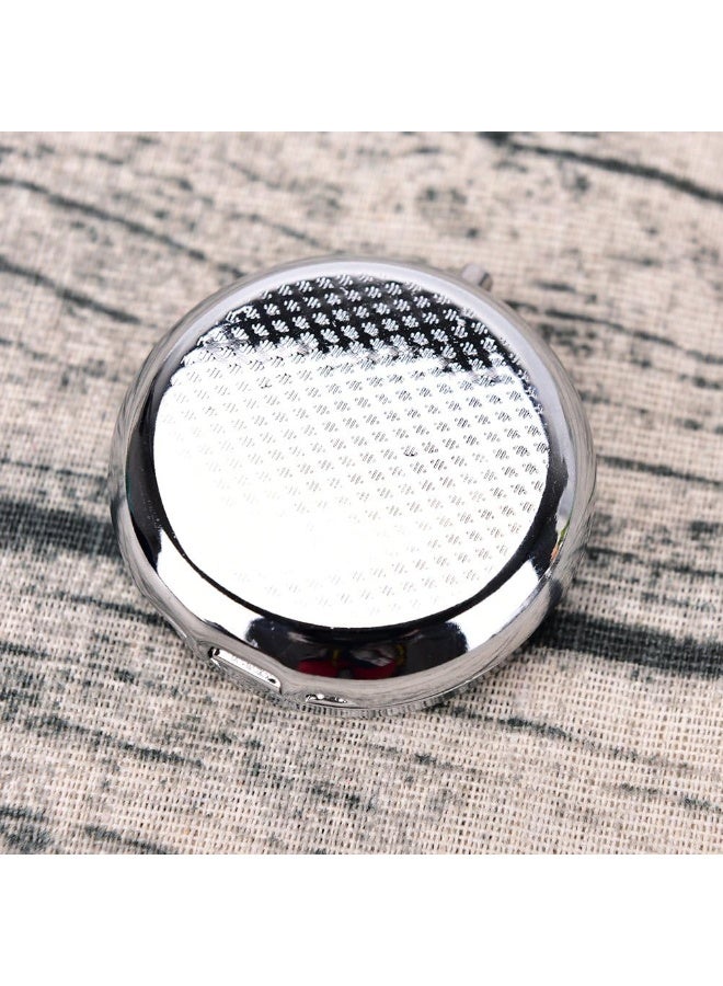 glasstore Pill Box Round Metal Pill Case Portable Mini Silver Medicine Drug Holder Container Organizer with 3 compartments for Travel Outdoor Use Pack of 2 - Image 3